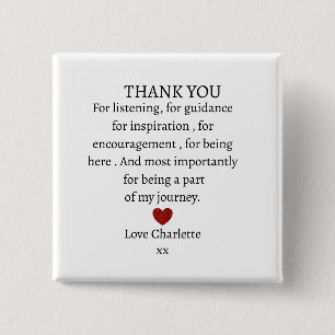 cute personalized thank you love  15 cm square badge