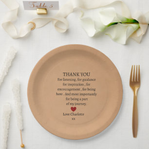 cute personalized thank you love  paper plate