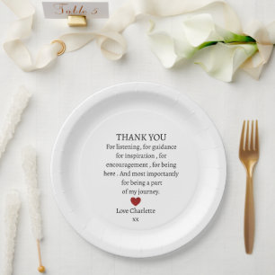 cute personalized thank you love  paper plate