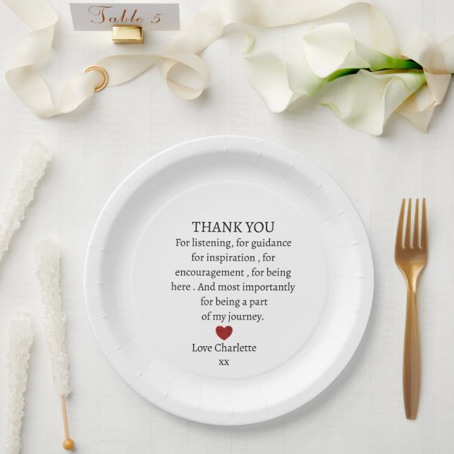 cute personalized thank you love  paper plate (Wedding)