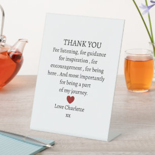 cute personalized thank you love pedestal sign