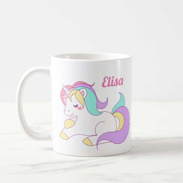 Cute Personalized Unicorn Mug Magical Pastel (Left)