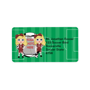 Cute personalizedphoto soccer girl Address labels