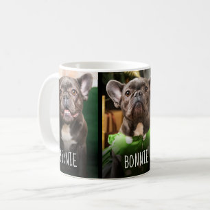 Cute Pet 3 Photo Collage Modern Name Coffee Mug