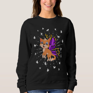 Cute Pet Animal  Kitty Cat Owner Magical Butterfly Sweatshirt