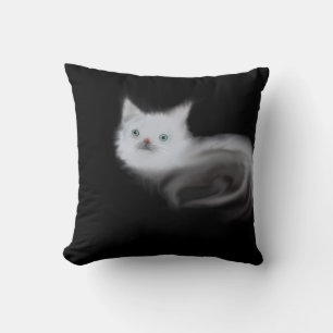 Cute Pet Art   Mystic White Kitten Throw Pillow