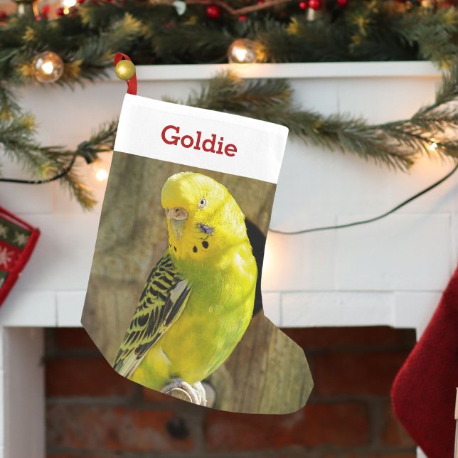 Cute Pet Bird Lover Photo and Name Personalised Small Christmas Stocking (Creator Uploaded)