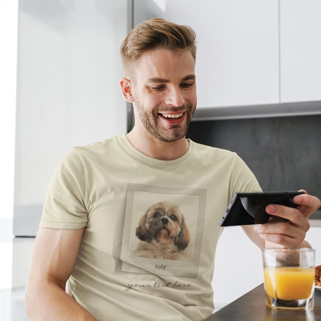 Cute Pet Birthday Photo Frame Personalised Dad T-Shirt (Creator Uploaded)