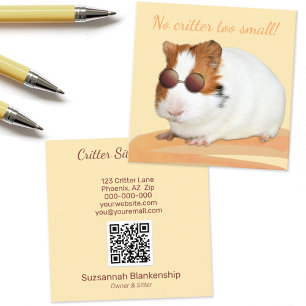 Cute Pet Care Guinea Pig QR Code Square Business Card