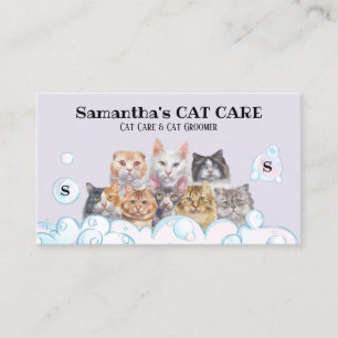 Cute Pet Care Spa Sitting Bath Groomer Cat Business Card