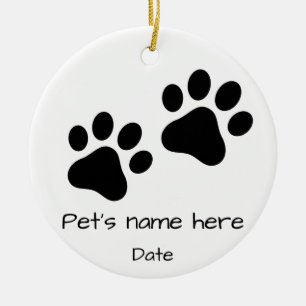 Cute Pet Cat / Dog paw prints Ceramic Tree Decoration
