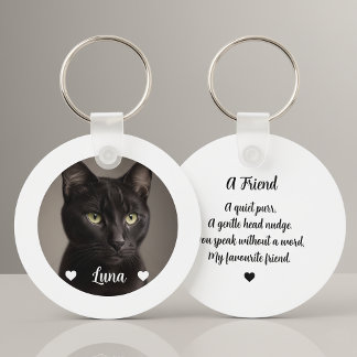 Cute Pet Cat Photo Quote Key Ring