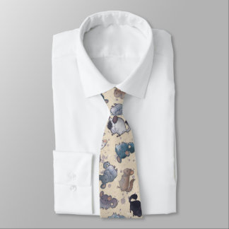 Cute Pet Chinchilla Scatter Pattern on Cream Tie