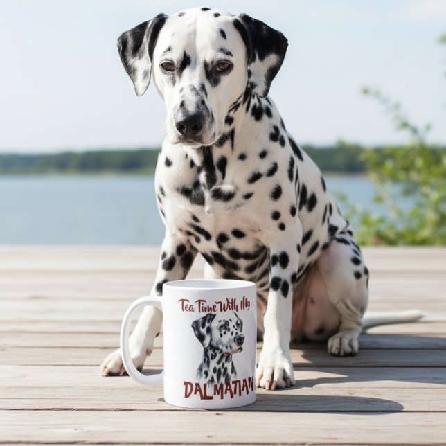Cute   Pet Dalmatian & Tea Time Personalise Coffee Mug (Creator Uploaded)