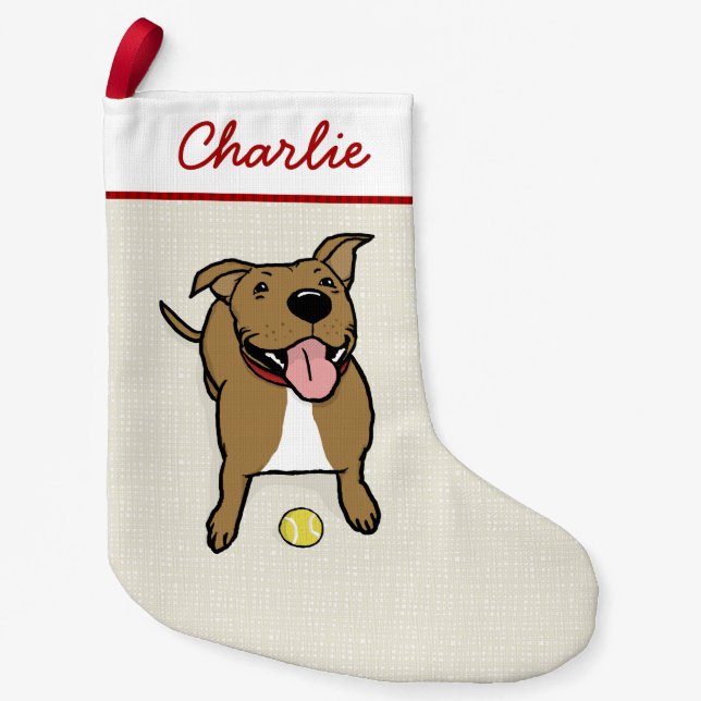 Cute Pet Dog Cartoon Big Brown Dog Mutt Lover's Small Christmas Stocking (Front)