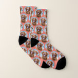 Cute Pet Dog Coral Pink Photo Socks<br><div class="desc">Surprise the dog lover whether its a birthday,  Mothers day or Christmas with these super cute pet photo all over print socks. They'll be a favourite of all dog lovers.  COPYRIGHT © 2020 Judy Burrows,  Black Dog Art - All Rights Reserved</div>