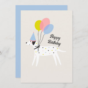 Cute pet dog party pastel colour happy birthday holiday card