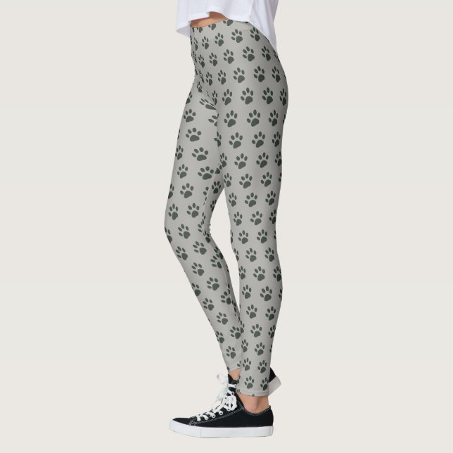 Cute Pet Dog Paws grey Leggings (Left)
