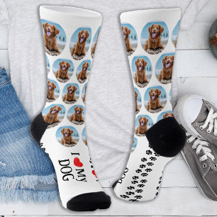 Cute Pet Dog Personalised Paw Prints Photo Socks