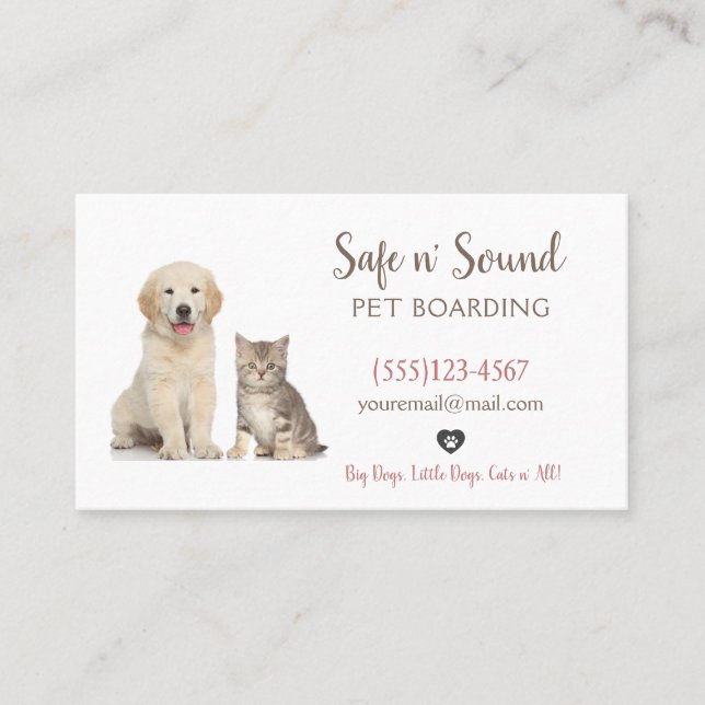 Cute Pet Dog Sitting Boarding Daycare Service Business Card (Front)