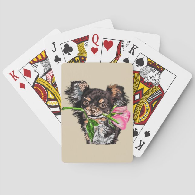 Cute Pet Dog with Rose Playing Cards (Back)