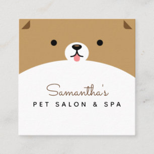 Cute Pet Face Dog Salon & Spa Funny Veterinarian Square Business Card