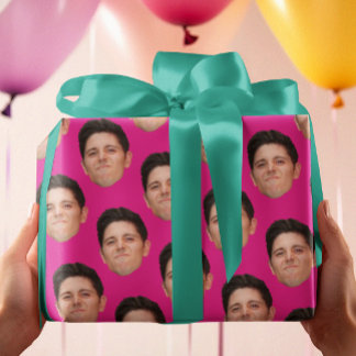 Cute Pet Face Photo Hot Pink Gift Wrapping Paper