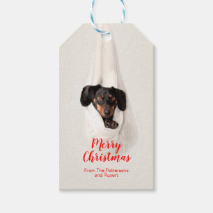 Cute Pet Family Puppy Dog Christmas Photo Gift Tags