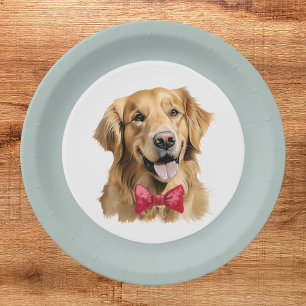 Cute Pet Golden Retriever Christmas Plate