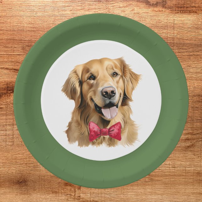 Cute Pet Golden Retriever Christmas Plate (Creator Uploaded)