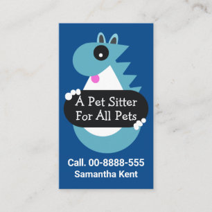 Cute Pet Holding Sitter Placard Business Card