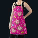 Cute Pet Lover Kitchen Apron | Roses & Butterflies<br><div class="desc">Add charm and personality to your kitchen with this adorable floral paw print apron featuring elegant pink roses, colorful butterflies, and cute paw prints on a clean white background Perfect for pet lovers, dog moms, cat moms, and animal enthusiasts, this stylish apron protects your clothes while cooking, baking, grilling, or...</div>