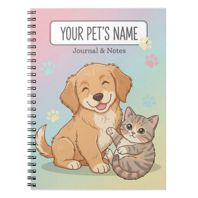 Cute Pet Notebook – Customisable Dog & Cat Journal (Front)