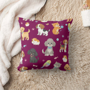 Cute Pet Pattern Throw Pillow