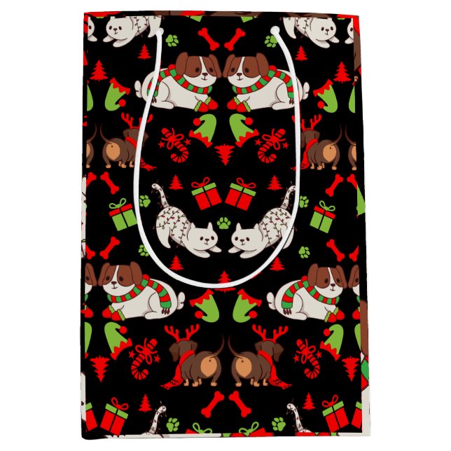 Cute Pet Patterned Christmas Gift  Medium Gift Bag (Front)