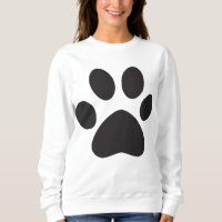 Cute Pet Paw Black Prints Women's Basic Sweatshirt