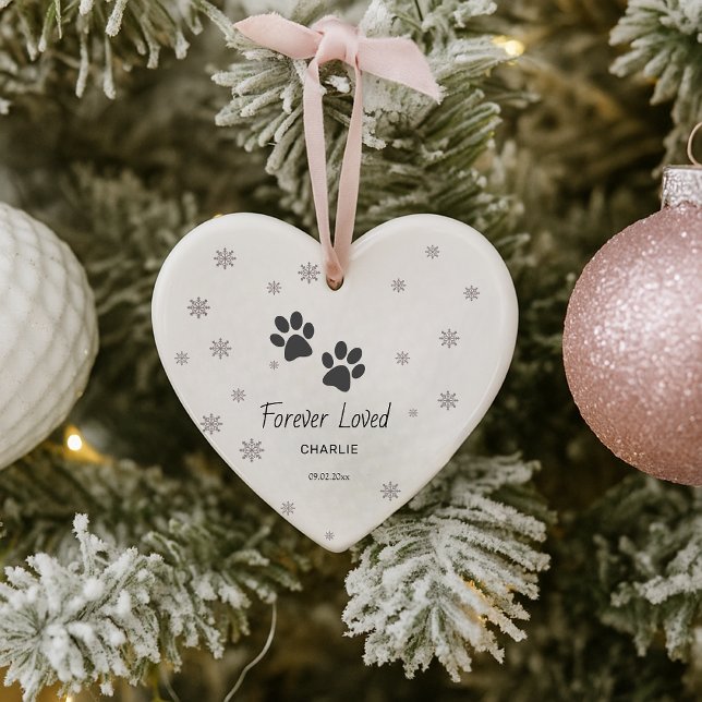 Cute Pet Paw Print Custom Christmas Elegent Snow Ornament (Creator Uploaded)
