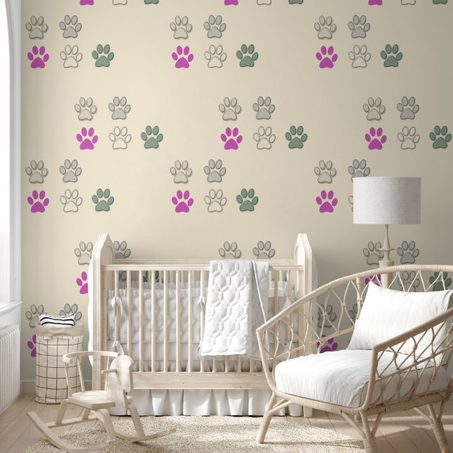 Cute Pet Paw Prints Pastels Wallpaper (Kids)