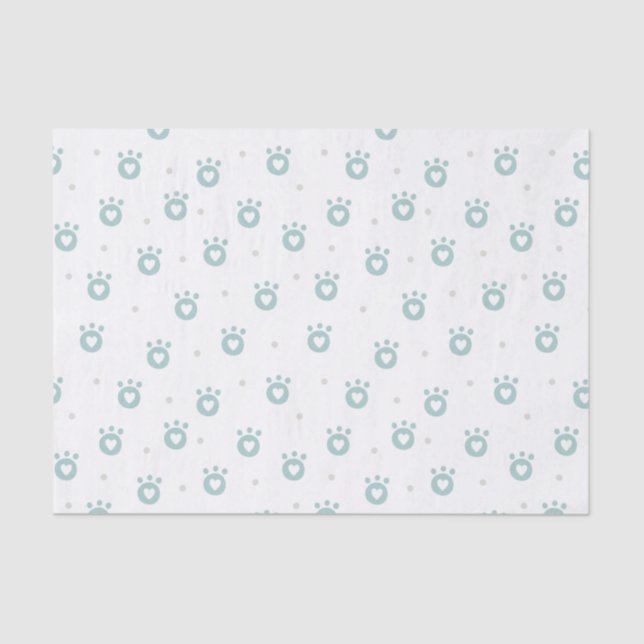 Cute Pet Paws with Hearts 10lb Tissue Paper, White Paper (Front)
