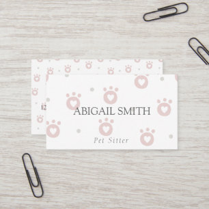 Cute Pet Paws with Hearts Pet Sitter Business Card