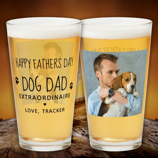 Cute Pet Photo Dog Dad Fathers Day Beer Glass (Creator Uploaded)