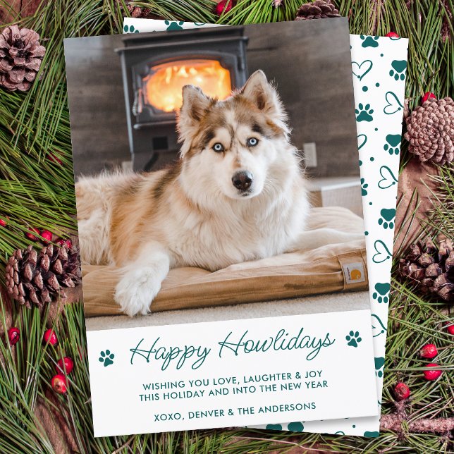 Cute Pet Photo Happy Howlidays Dog Lover Christmas Holiday Card (Creator Uploaded)