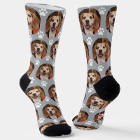 Cute Pet Photo & Paw Prints Cat Dog Grey
