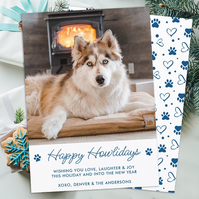 Cute Pet Photo Personalised Happy Holidays Dog Holiday Card (Creator Uploaded)