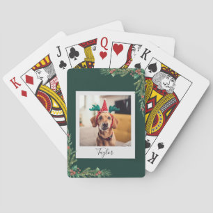 Cute Pet Photo Script Festive Dog Christmas Playing Cards