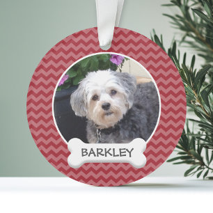 Cute Pet Photo with Dog Bone Ornament