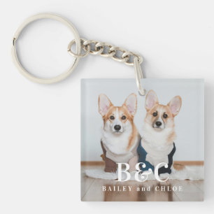 Cute Pet Photo with Monogram Key Ring