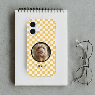 Cute Pet Photo Yellow Chequered  iPhone 16 Case
