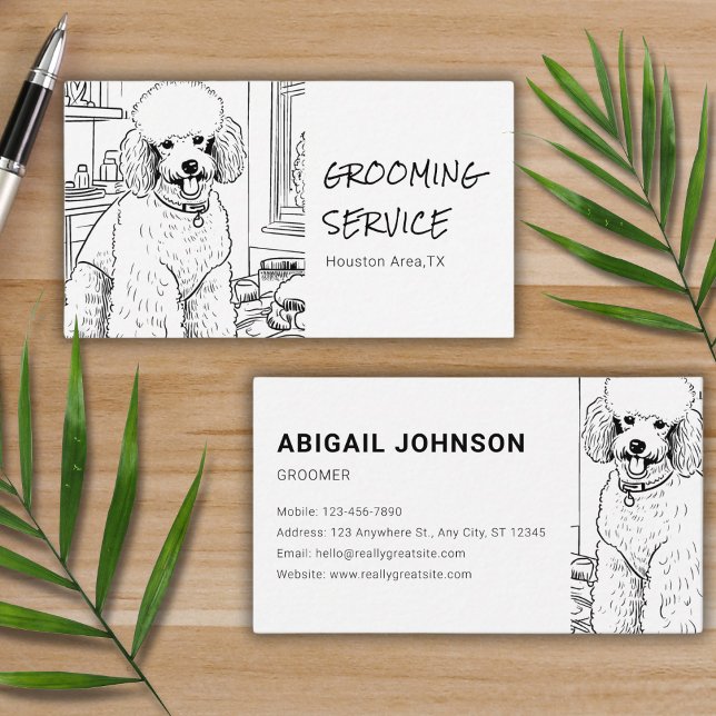 Cute Pet Poodle Grooming Sketch / Illustration Business Card (Creator Uploaded)