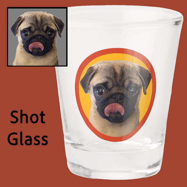 Cute Pet Pug Pup Dog Lover Photo Stocking Stuffer  Shot Glass (Creator Uploaded)